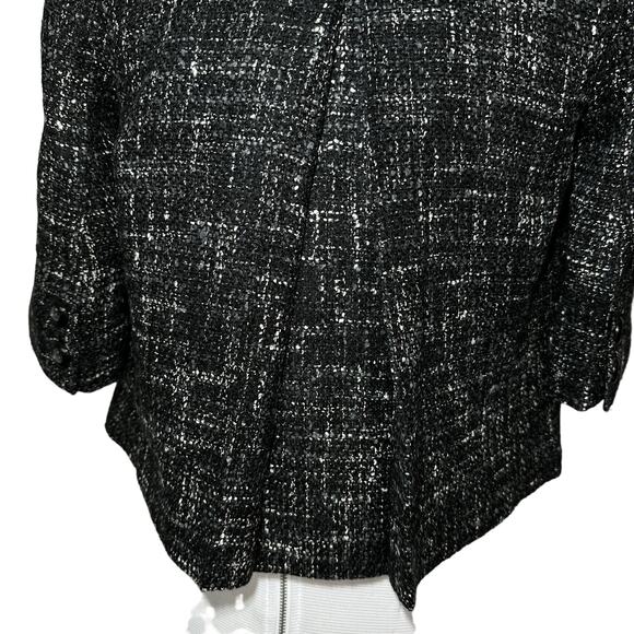 Guess Tweed Cropped Blazer Snap Pockets Black and White Women XS NWT - Picture 9 of 11